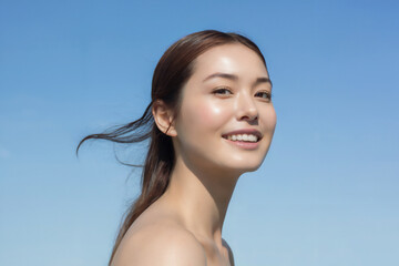 笑顔の若い女性のビューティーポートレート Generative AI