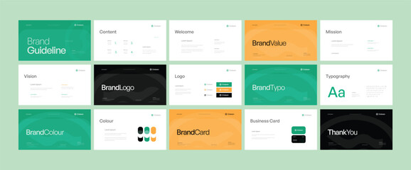Brand identity design template. Creative brand guidelines layout. Logo and brand strategy guide. Brand manual presentation. Brand strategy design. Logo guideline book.
