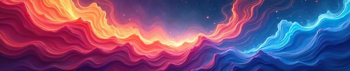 Fototapeta premium Mesmerizing Abstract Landscape Vibrant Swirling Colors in Dynamic Transformation