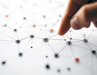 Hand manipulating a complex network diagram
