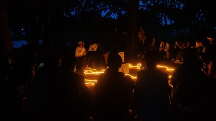 burning candles in the night
