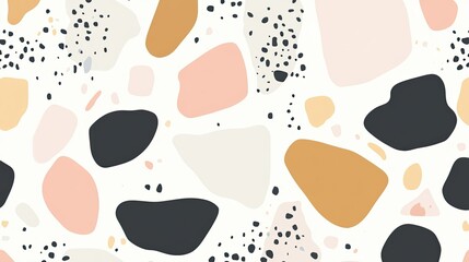Fototapeta premium Abstract seamless pattern with colorful organic shapes and speckled texture.