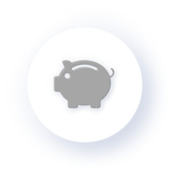 Neumorphism Icon Piggy Bank Icon Soft Drop Shadow on Dark Background Neumorphic UI UX Design User Interface Neumorphism Shadow