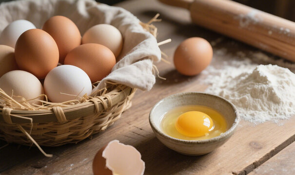 eggs and flour on the table