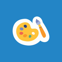 palette brush painting sticker illustration