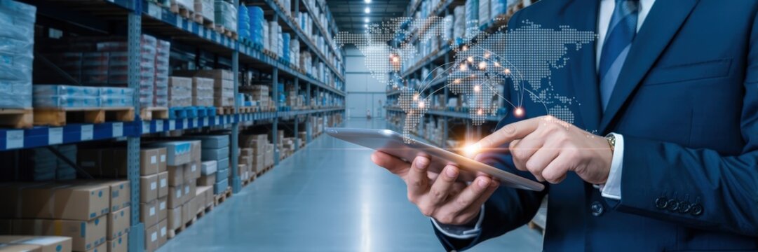 Global supply chain management in a modern warehouse. - Powered by Adobe