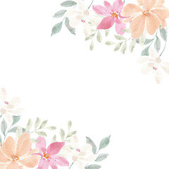 Yellow and Pink Watercolor Flower Border