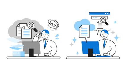 DX デジタルトランスフォーメーションを推進する社会のイラスト　クラウド文書管理
