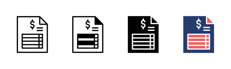 Invoice icon sheet multiple style collection