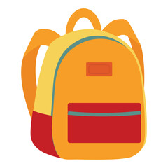 Colorful vector illustration of a backpack in flat  style. Perfect for school, travel, hiking, back-to-school promotions, and kids designs. Isolated on white background for easy use.