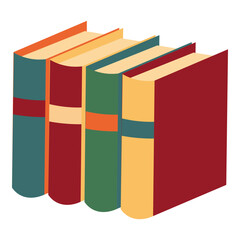 Vector illustration of a stack of colorful books in flat  style. Perfect for school, education, library, reading, studying, and back-to-school themes. Isolated on white background.