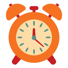 Vector illustration of a classic alarm clock in flat style. Perfect for time, schedule, morning, deadline, school, and productivity concepts. Isolated on white background for easy use.