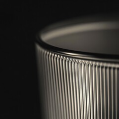 Close-up of a ribbed glass tumbler