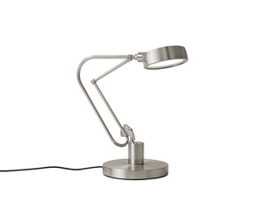 Elegant Brushed Metal Desk Lamp with Adjustable Arm and Ring Light Design for Modern Workspace Illumination