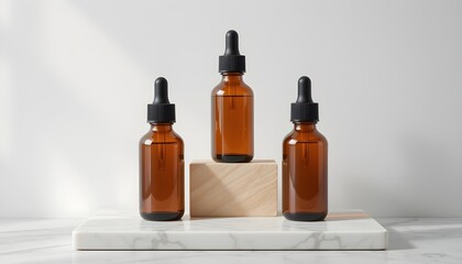 Amber Glass Dropper Bottles Product Photography