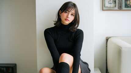 美女, 女性, 美しい, 顔, モデル, 日本, 韓国, 中国, アジア, カフェ, ファッション