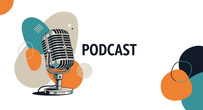 Retro Microphone Podcast Recording Banner