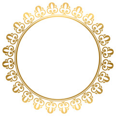 Gold ornamental round vector frame 01