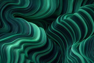 Fototapeta premium Malachite-colored background with waves, featuring dark green and black colors.