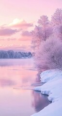 Pink-toned winter landscape