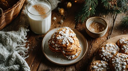 Holiday cookies and milk