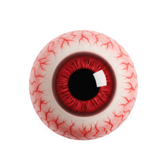 Realistic Red Eye with Visible Blood Vessels on Transparent Background