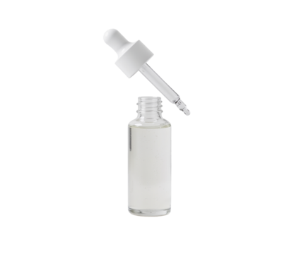 Elegant Transparent Glass Bottle with Dropper for Cosmetic Products in a Lucid Realism Style