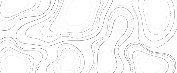 Abstract topographic contour lines background in minimal black and white design