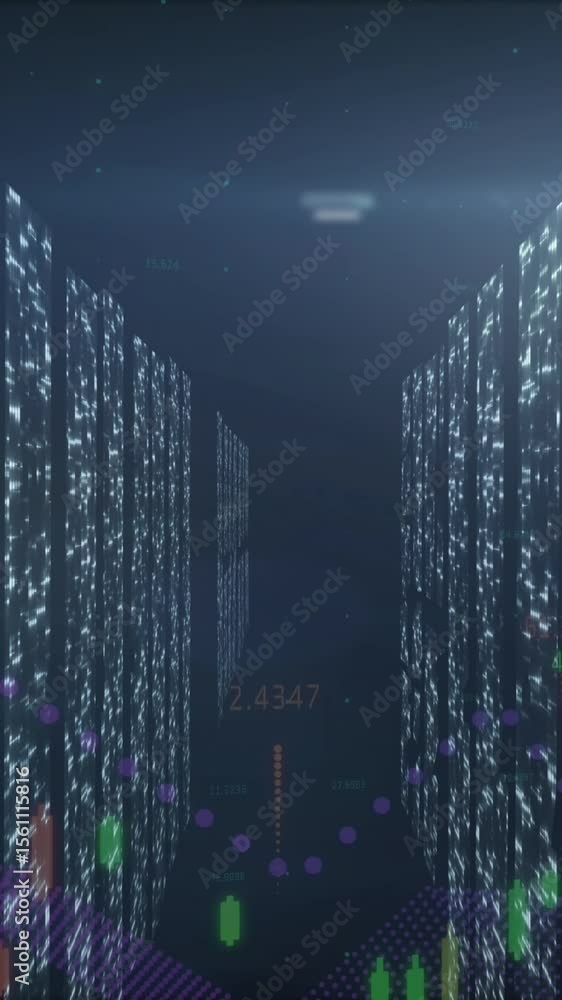 Poster animation of fingerprint over data processing and light spots