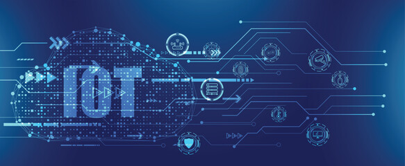 IOT technology background with digital elements and interconnected devices, great for cybersecurity concepts