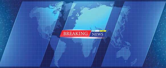 Breaking News background with world map and dynamic blue lines, perfect for broadcast and global events