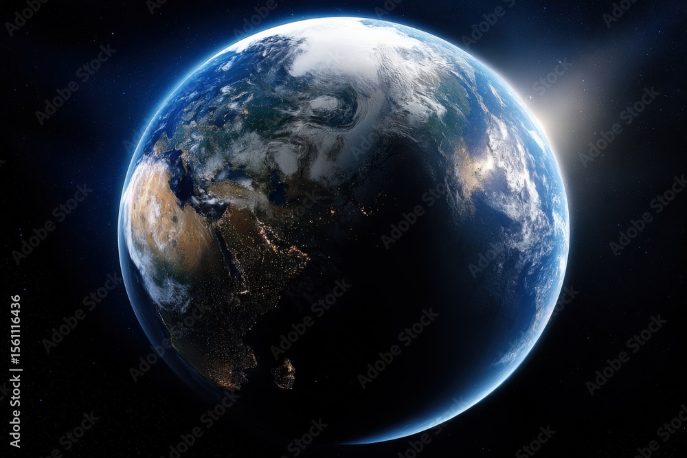 Aufkleber beautiful earth from space showing continents oceans and cloud formations illuminated by sunlight wi