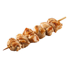 Delicious grilled chicken skewers seasoned with black pepper on a wooden stick