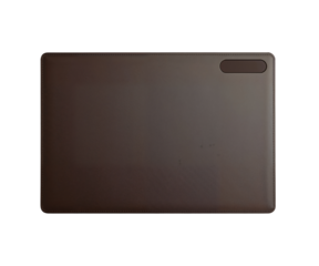 Elegant workspace accessory, A sleek dark brown leather desk mat with subtle stitching for a sophisticated office setup