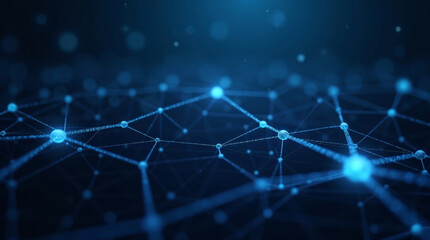 Obraz premium Futuristic abstract representation of an interconnected neural network grid, symbolizing big data, artificial intelligence, technological progress, and global connections