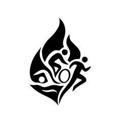 Triathlon icon with swim bike and run symbols on transparent background representing endurance multisport race

