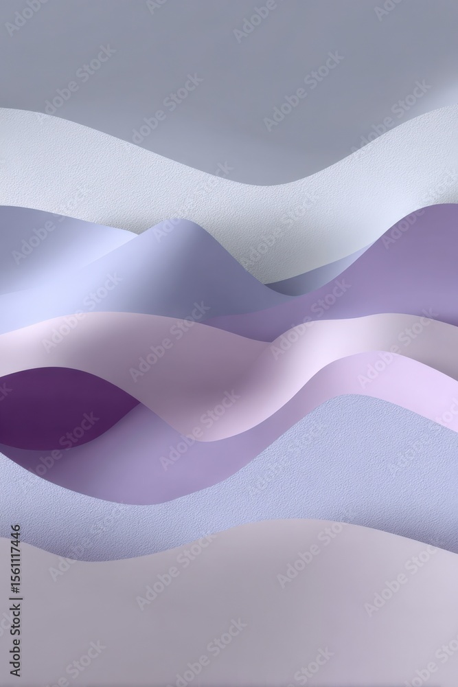 Poster Abstract layered paper art with smooth curved shapes in pastel colors creating a modern minimalist design for creative inspiration and decor
