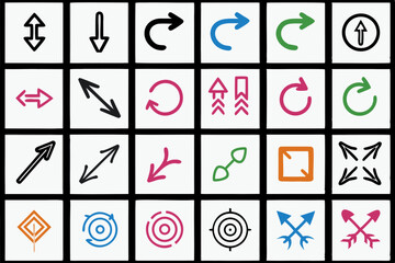 Cartoon Arrow Icons Set – Colorful Vector Collection