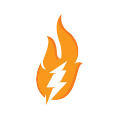 fire thunder or flame thunder logo vector icon illustration