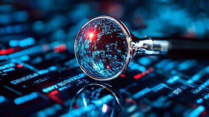 Digital world seen through a lens, representing modern technology