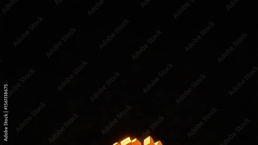 Poster golden fractal explosion of geometric shapes on dark background abstract design