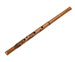 Naklejka premium Exquisite Wooden Flute, A Symphony of Craftsmanship and Intricate Artistry Captivating Visuals Showcase the Beauty of Music