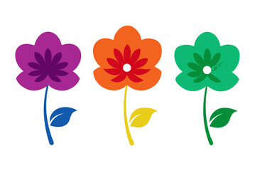 set of Anemone flower vector silhouette illustration isolated on white background