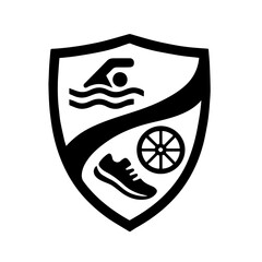 Triathlon icon with swim bike and run symbols on transparent background representing endurance multisport race
