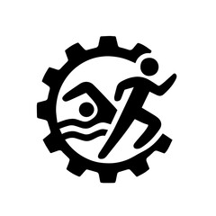 Triathlon icon with swim bike and run symbols on transparent background representing endurance multisport race
