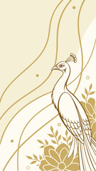 Fototapeta premium Elegant peacock illustration with floral elements in a decorative and artistic design