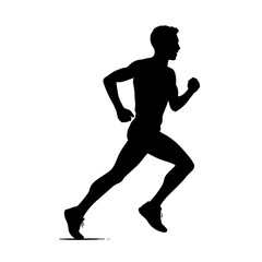 Marathon runner and triathlon runner icon on transparent background representing endurance sports competition and athletic achievement
