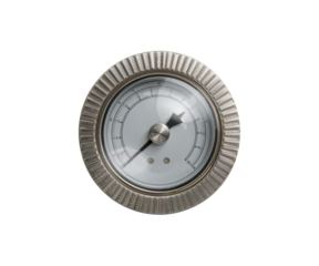 Highly Detailed Photorealistic Pressure Gauge Isolated on a Plain Backdrop, Showcasing Precision and Industrial Design