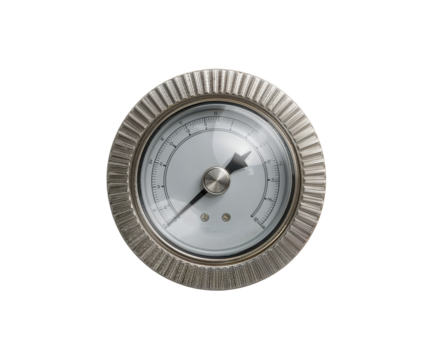 Highly Detailed Photorealistic Pressure Gauge Isolated on a Plain Backdrop, Showcasing Precision and Industrial Design