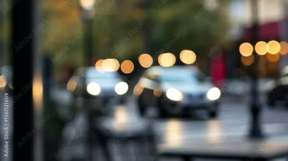 Poster blurred street scene with moving cars and bokeh lights warm tones and a sense of motion create a vib